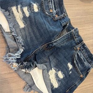 Aeropostale Dark Blue Distressed Jean Shorts